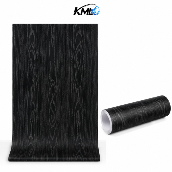 Wallpaper Dinding PVC Motif Serat Kayu Hitam WPP 6723 3,5m x 45cm Premium Anti Air