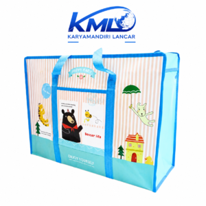 Tas Karung Belanja Jumbo Motif Happy Baby 50x38x25 cm – Tas Serbaguna Lipat Kapasitas Besar