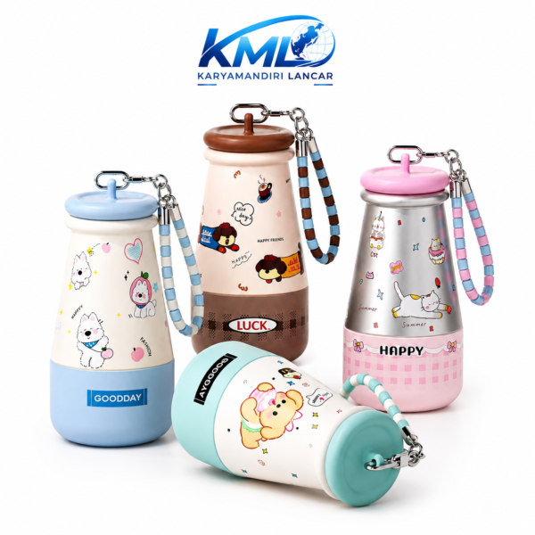 Tumbler Stainless Anak 460ML KML-712 – Vacuum Insulated dengan Tali Gantung