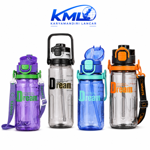 Botol Minum Sport XBD 6175 1000ml dengan Sedotan & Secure Lock – Food Grade Leak Proof