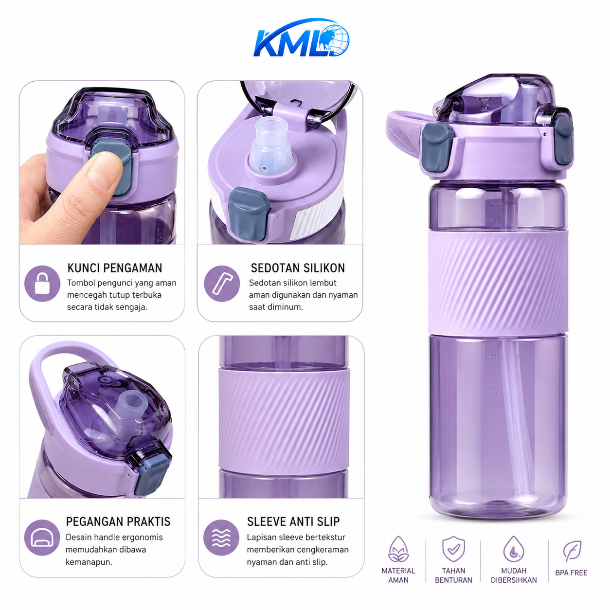 Botol Minum Plastik Premium ZY-1857 700ml - Gambar 3