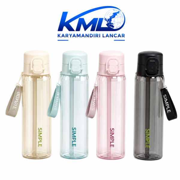 Botol Minum Sport 550ml YY-047 Tritan/PET Food Grade – Leak Proof dengan Sedotan & Safety Lock