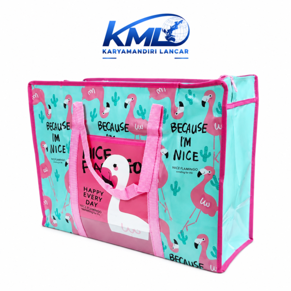 Tas Karung Belanja Jumbo Motif Flamingo 60x45x20 cm – Tas Serbaguna Lipat Kapasitas Besar