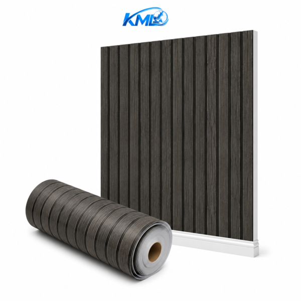 Wallpaper Dinding PVC Motif Wood Slat Hitam WPP 2022-4 (3,5 m × 45 cm)