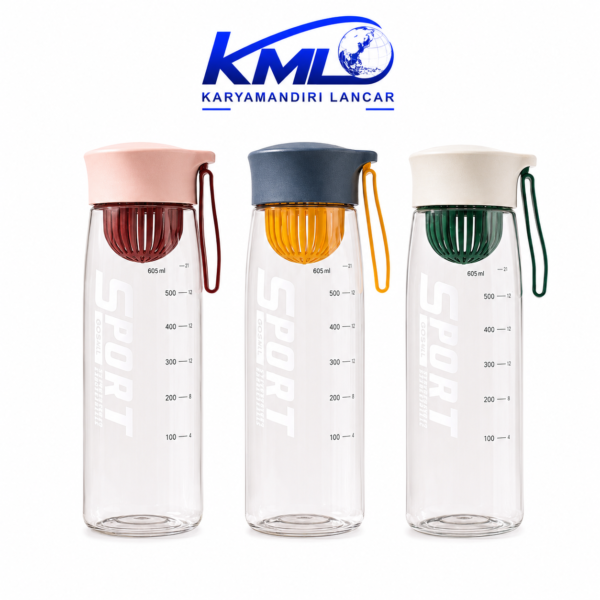 Botol Minum Sport YQ 2327 605ml dengan Infuser Buah – Food Grade Leak Proof