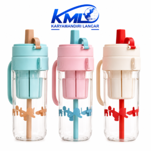 Botol Minum YQ 2339 1000ml dengan Handle & Sedotan – Leak Proof Food Grade Botol Sport