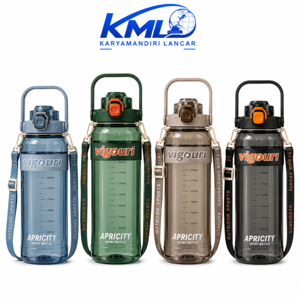 Botol Minum Sport XBD 8055 2000ml dengan Sedotan & Handle – Food Grade Leak Proof