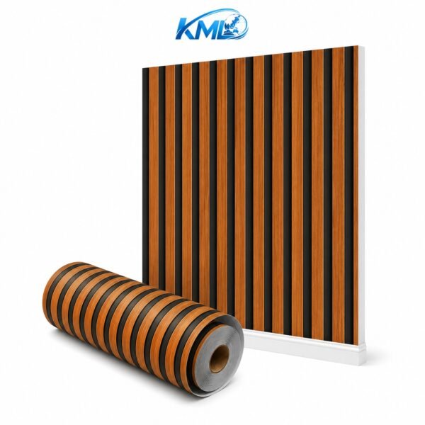 Wallpaper Dinding PVC Motif Garis Kayu Hitam Vertikal WPP 2015-6