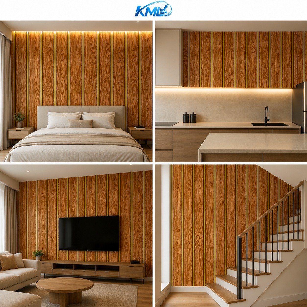 Wallpaper Dinding PVC Motif Kayu Garis Gold WPP 2023 - Gambar 2