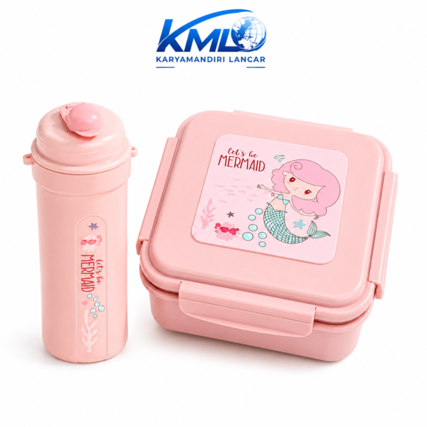 Lunch Box Set Anak KX-6150 – Bekal 2-in-1 dengan Botol Minum