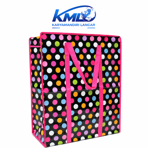 Tas Karung Belanja Jumbo Motif Polkadot 55x65x25 cm – Tas Serbaguna Lipat Kapasitas Besar