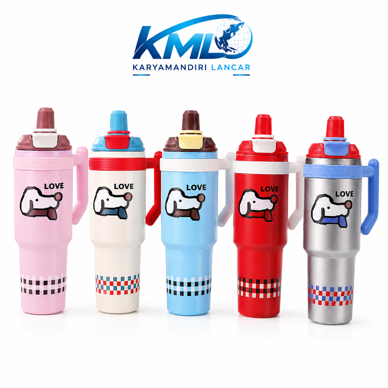 Tumbler Stainless Premium 1000ML KML-798 – Handle Series dengan Sedotan