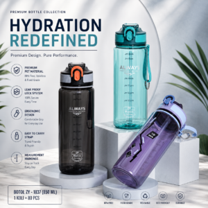 Botol Minum Plastik Premium ZY-1837 850ml dengan Lock System & Strap
