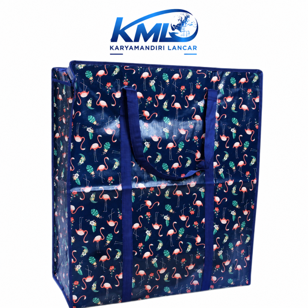 Tas Karung Belanja Jumbo Motif Flamingo 60x70x25 cm – Tas Serbaguna Lipat Kapasitas Besar