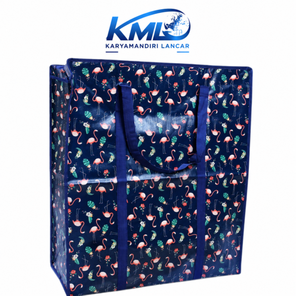 Tas Karung Belanja Jumbo Motif Flamingo 60x70x25 cm – Tas Serbaguna Lipat Kapasitas Besar