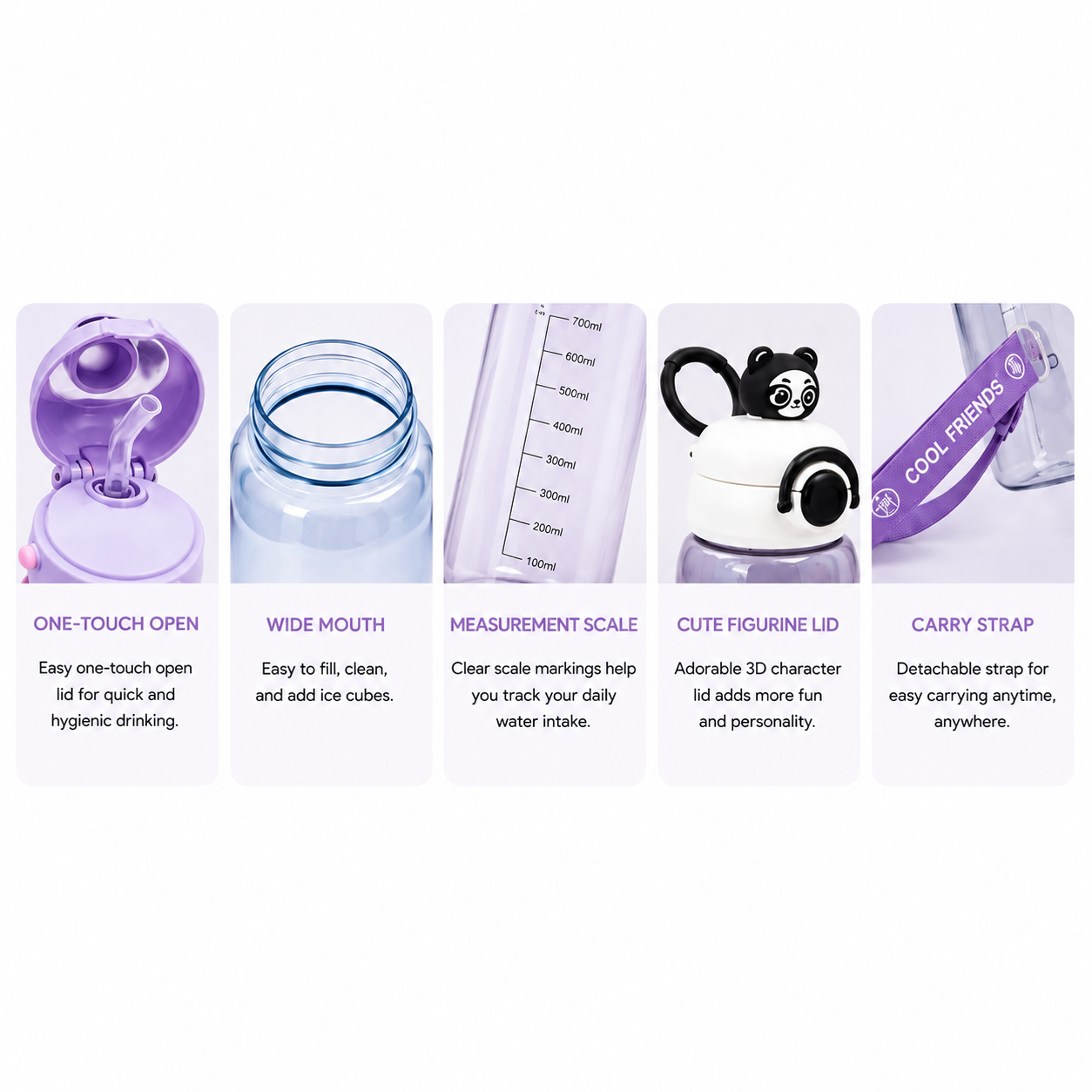 KML Botol Minum Anak 700ML PET Premium Karakter Cute Sedotan Leakproof DK-7256 - Gambar 2