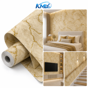 Wallpaper Dinding PVC Premium Motif Marble Gold WPP 6843-5 45 cm x 3,5 m | KML Distributor
