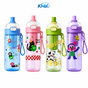 KML Botol Minum Anak 600ML PET Premium Cute Karakter Sedotan Leakproof DK-7291