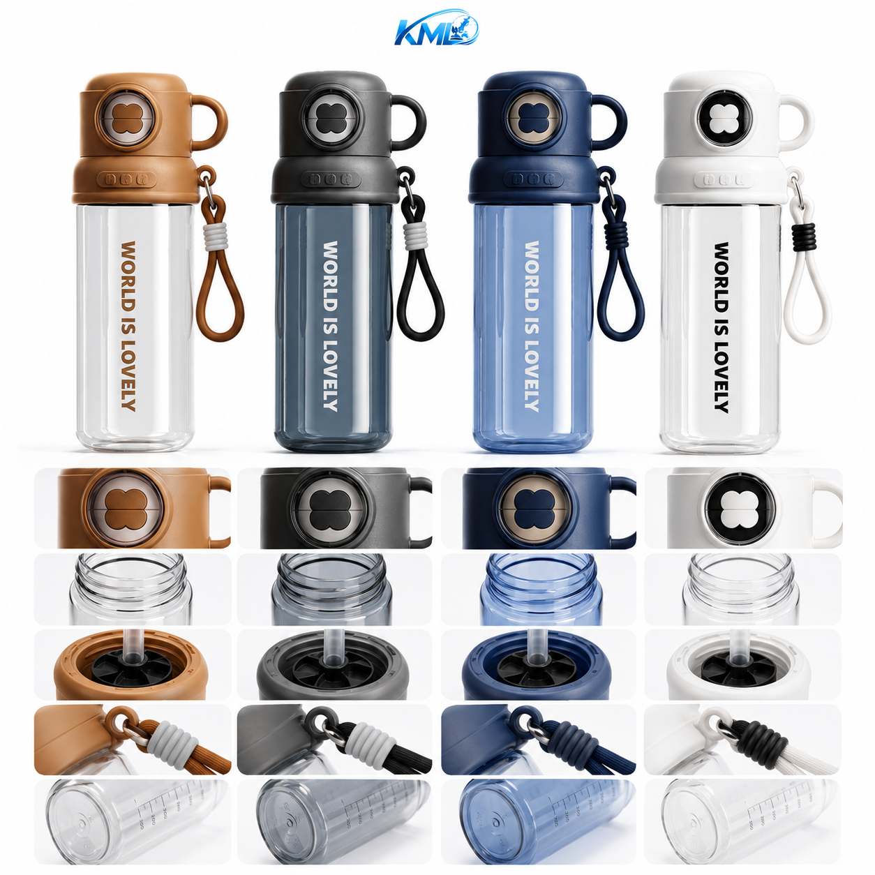 KML Botol Minum 700ML PET Premium Sedotan Leakproof Portable DK-7301 - Gambar 2