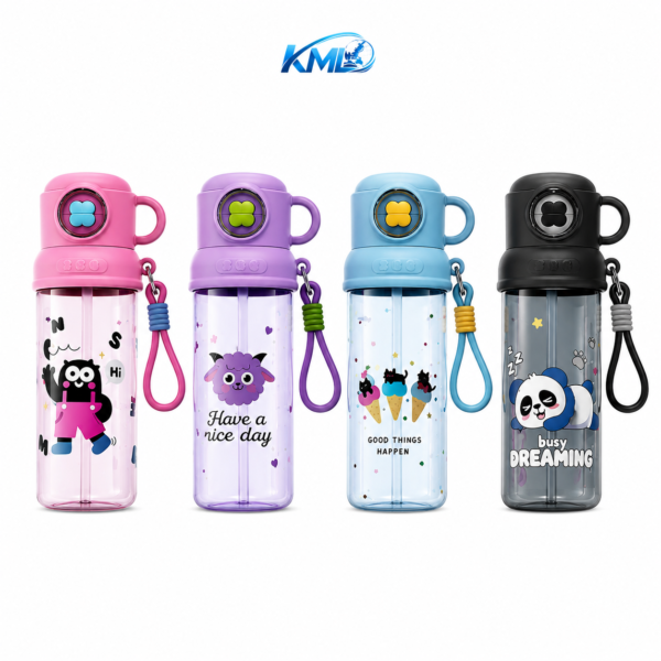 KML Botol Minum 700ML PET Premium Cute Karakter Sedotan Leakproof DK-7300