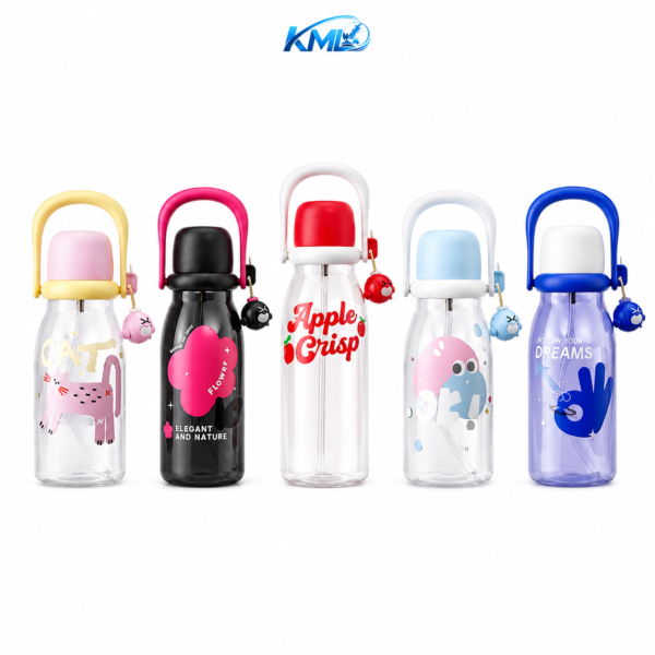 KML Botol Minum Anak 800ML PET Cute Karakter Leakproof BPA Free Handle Portable DK-7335