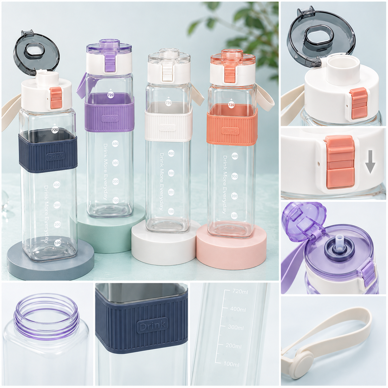 Botol Minum WT-550 720 ml Flip Lock dengan Grip Silikon | KML Distributor - Gambar 2