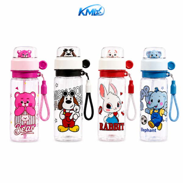 KML Botol Minum Anak 600ML PET Cute Karakter Leakproof Portable BPA Free DK-7336