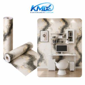 KML Wallpaper Dinding PVC Premium Motif Marmer Putih Abu Gold WPP 6862-1 | 45cm x 3,5m