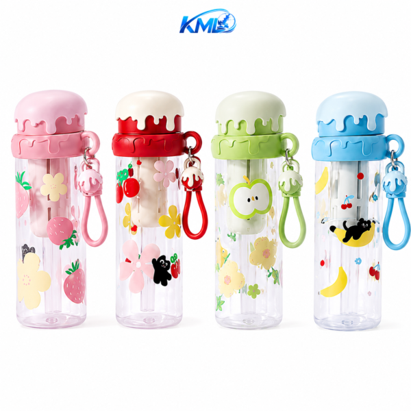 KML Botol Minum 650ML PET Cute Portable Leakproof Botol Anak Sekolah Sport DK-7337