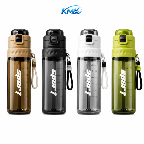 KML Botol Minum Sport 750ML PET Premium Sedotan Leakproof Portable DK-7331
