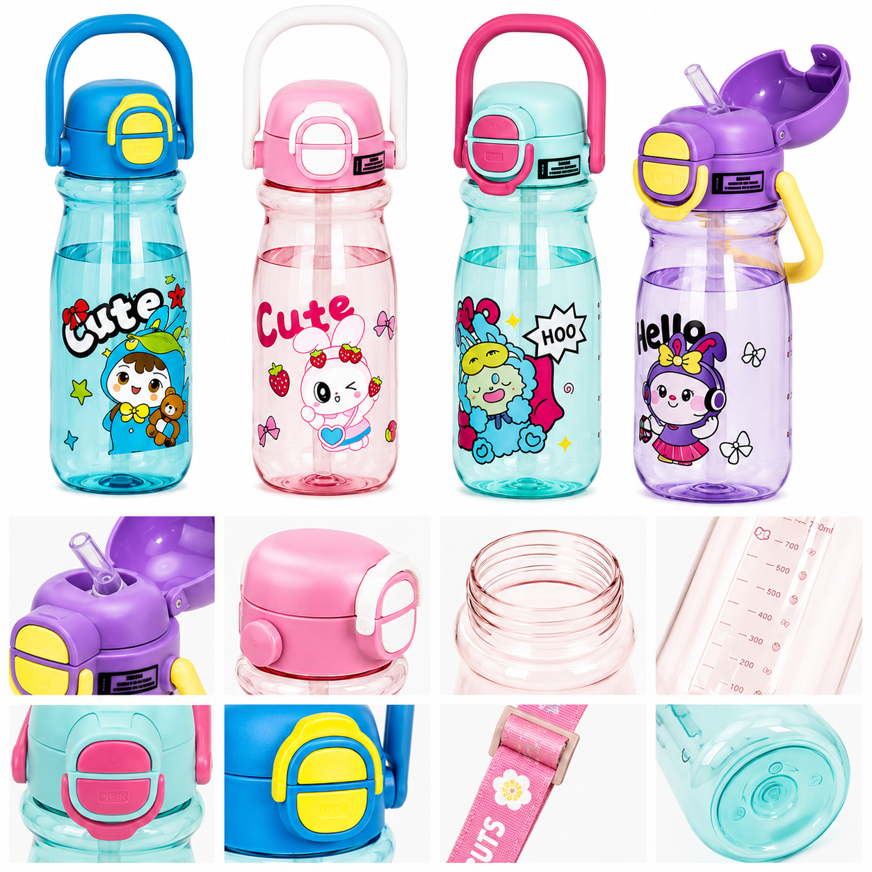Botol Minum WT-3332 780 ml dengan Sedotan & Handle | KML Distributor - Gambar 2