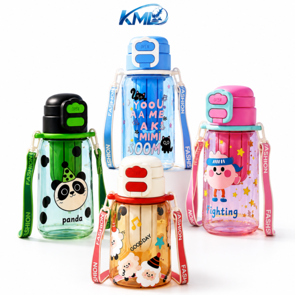 KML Botol Minum Anak 680ML PET Premium Cute Karakter Strap One Touch DK-7288