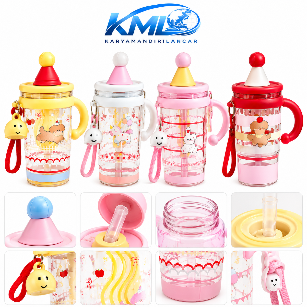 Botol Minum Anak WT-789 700 ml dengan Sedotan & Handle | KML Distributor - Gambar 2