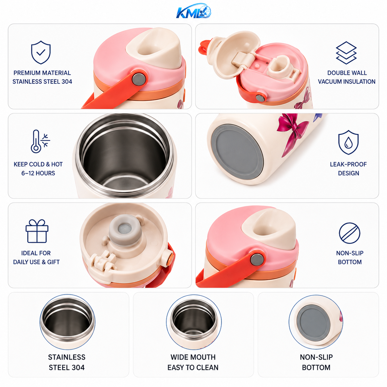 KML Termos Tumbler Stainless Steel 304 900ML Vacuum Insulated Panas Dingin Leakproof KML-896 - Gambar 2