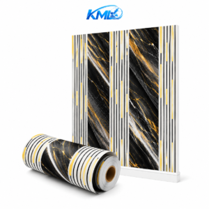 KML Wallpaper Dinding PVC Premium WPP 8716-1 Motif Marble Abstract Hitam Gold Putih 3,5m x 45cm | Wallpaper Sticker Mewah