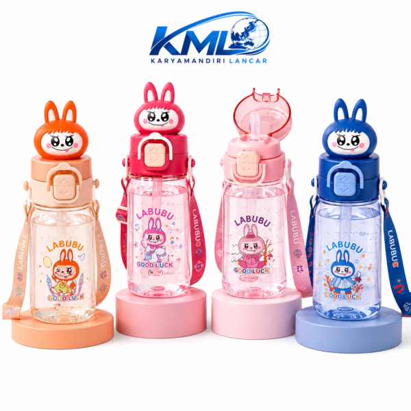 Botol Minum Anak Labubu 580 ml XBD 2057 Sedotan & Safety Lock | KML Distributor