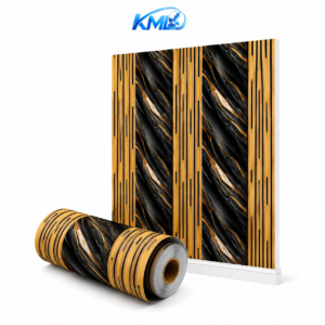 KML Wallpaper Dinding PVC Premium WPP 8716-2 Motif Luxury Abstract Hitam Gold 3,5m x 45cm | Wallpaper Sticker Modern