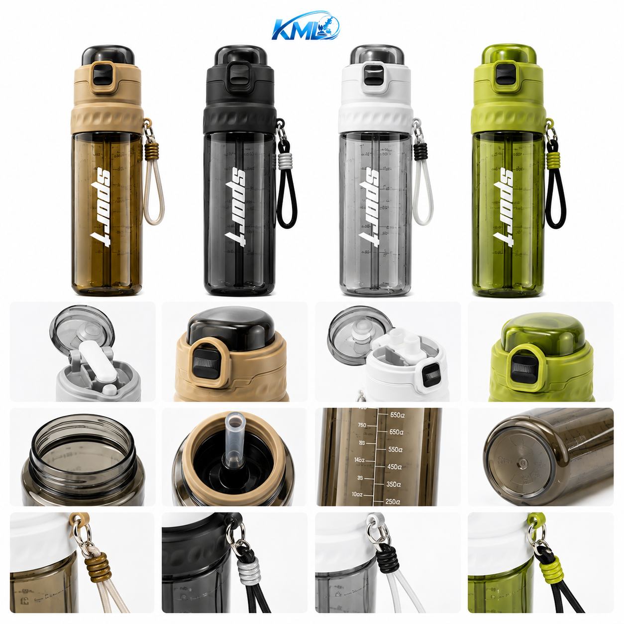 KML Botol Minum Sport 750ML PET Premium Sedotan Leakproof Portable DK-7331 - Gambar 2
