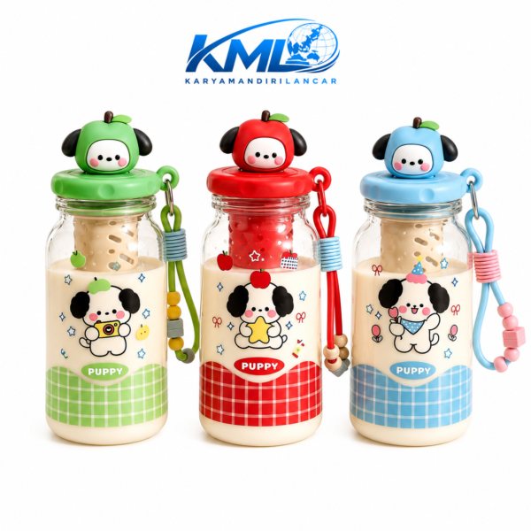 Botol Minum Anak WT-528 600 ml Karakter Puppy dengan Tali | KML Distributor
