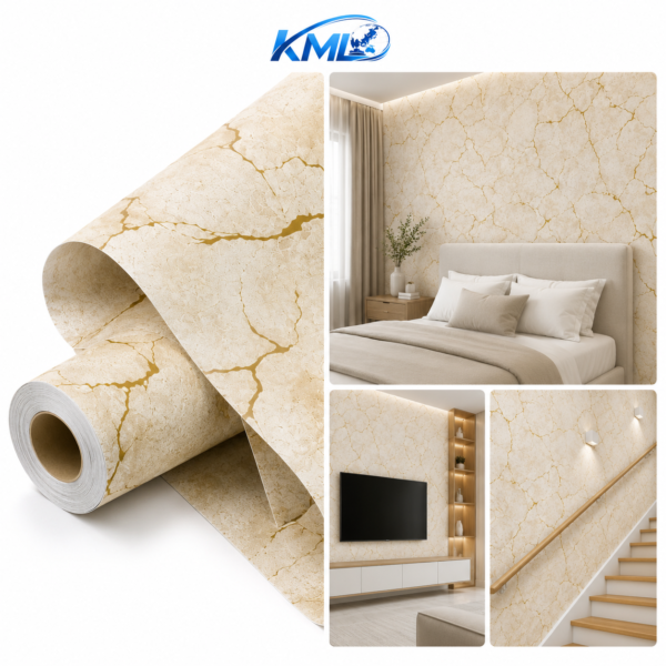 Wallpaper Dinding PVC Premium Motif Marble Gold WPP 6843-2 45 cm x 3,5 m | KML Distributor