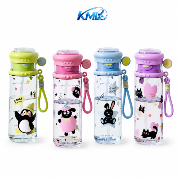 KML Botol Minum Anak 780ML PET Premium Cute Karakter Sedotan Leakproof DK-7289