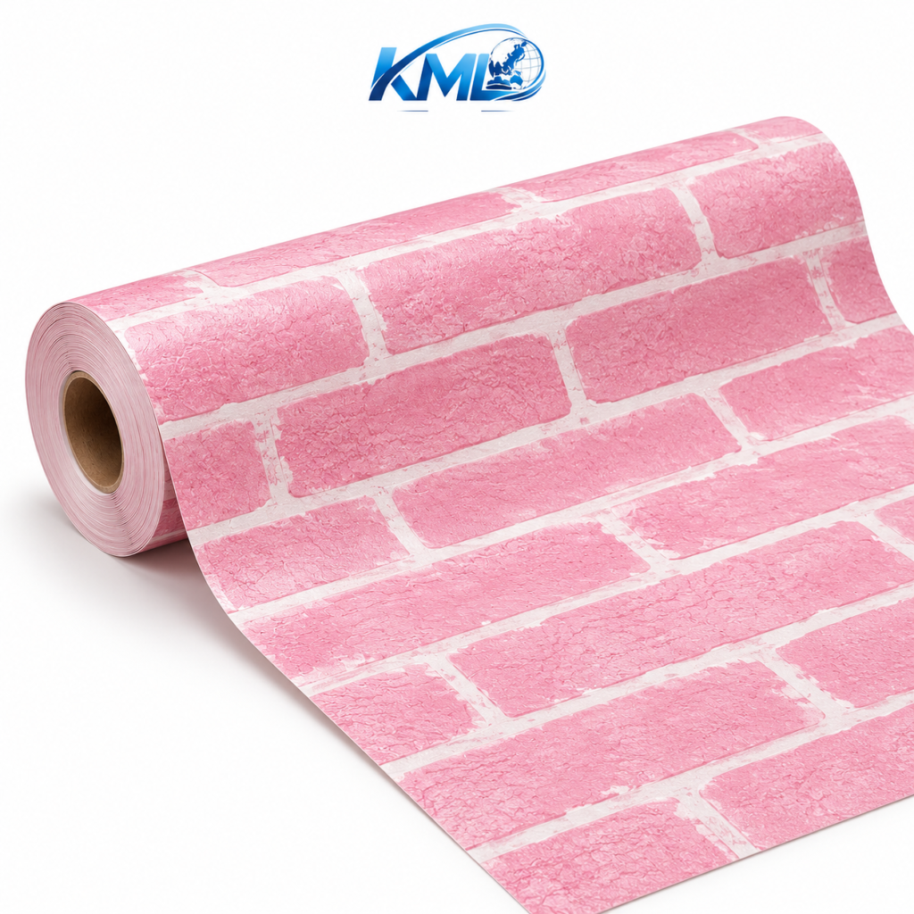 KML Wallpaper Sticker Dinding PVC Motif Bata Pink 45cm x 7m – WPP 8366