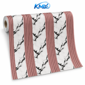 KML Wallpaper Sticker Dinding PVC Premium Motif Marmer Putih Hitam & Panel Pink 45cm x 7m – WPP 6888-4
