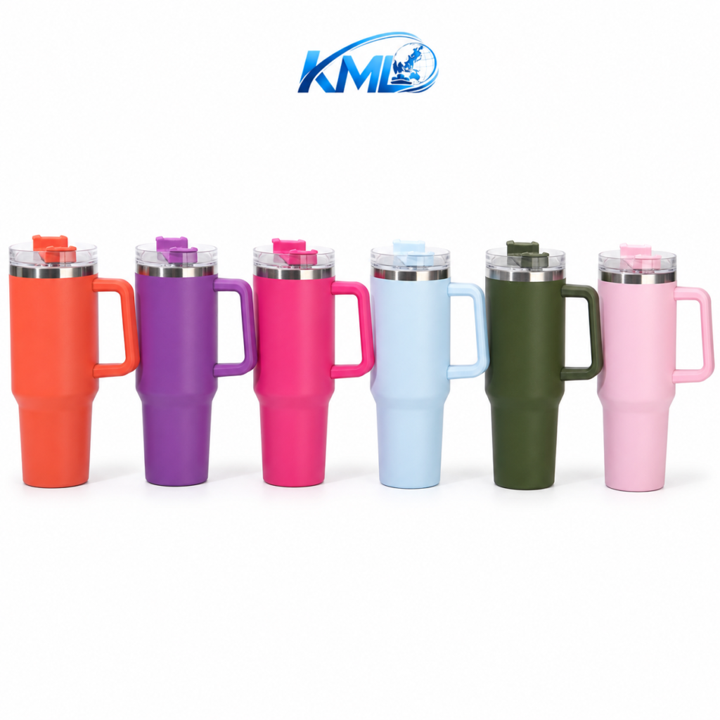 KML Tumbler Stainless Steel 1200ML Jumbo Handle Sedotan Termos Panas Dingin PDS-181