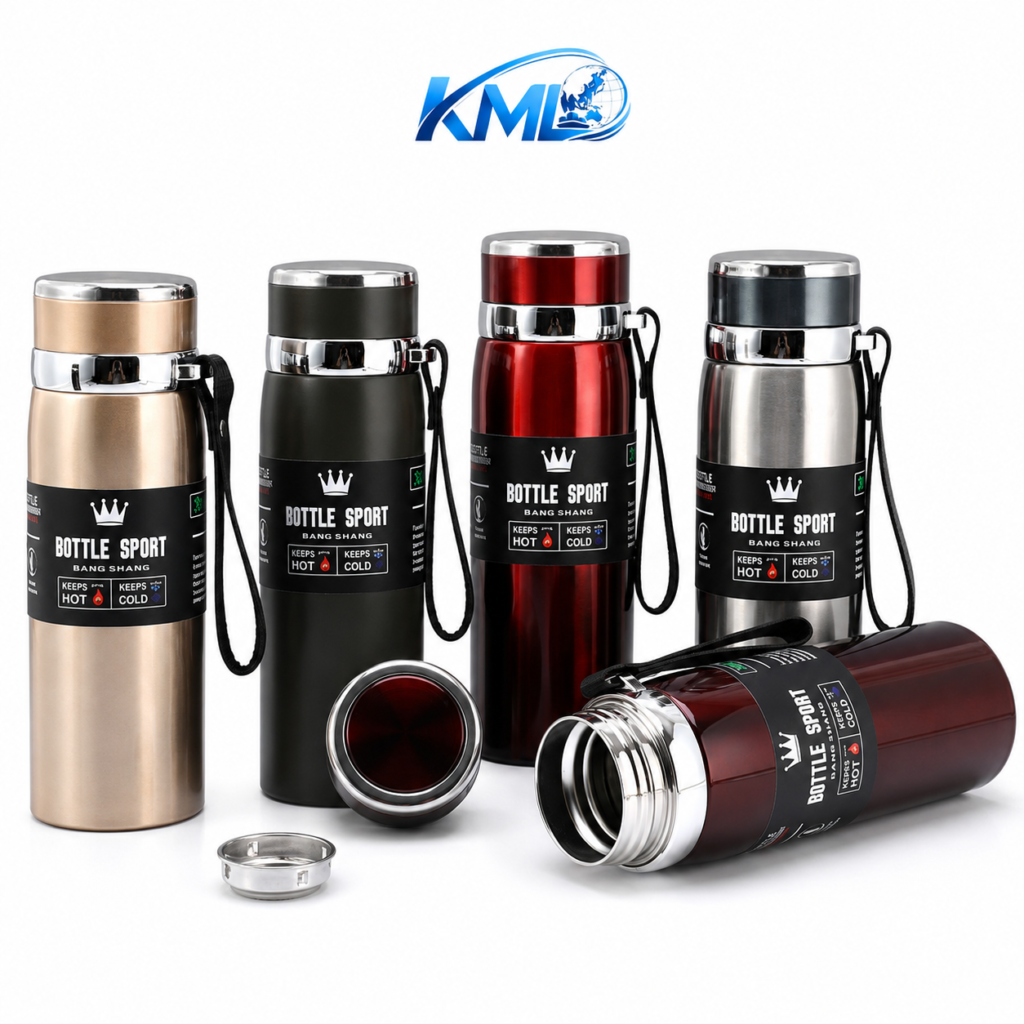 KML Termos Stainless Steel 1000ML Vacuum Flask Panas Dingin Tali Portable TM-118