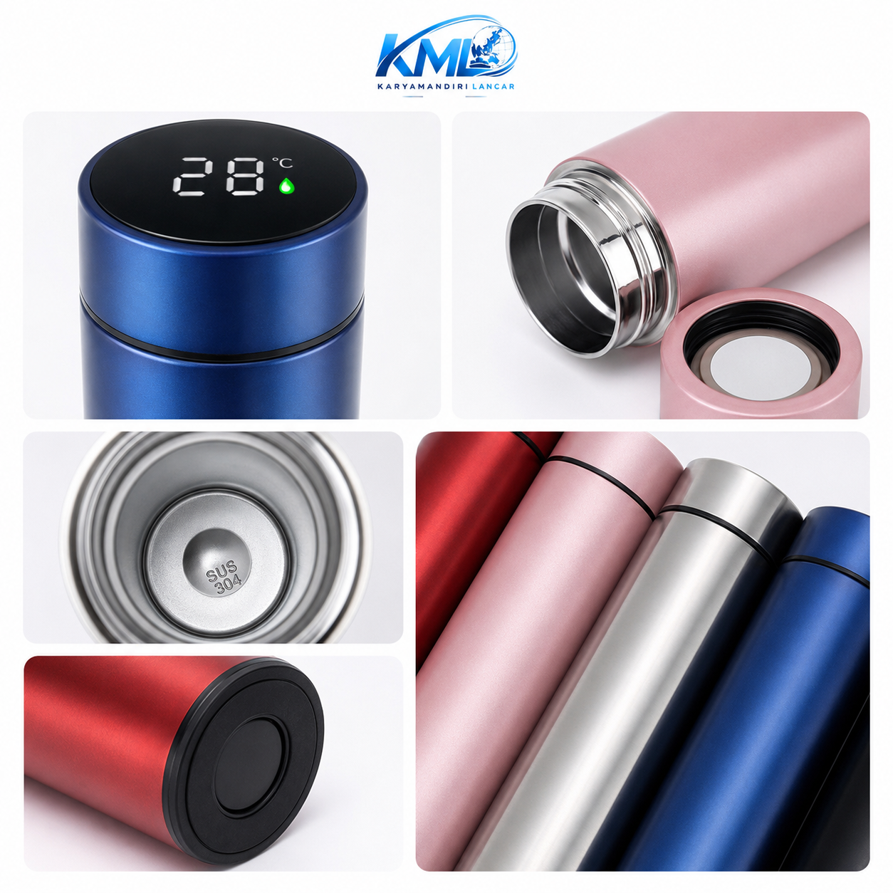 KML Termos Tumbler Stainless Steel 500ML LED Suhu Vacuum Insulated Panas Dingin TM-198 - Gambar 2
