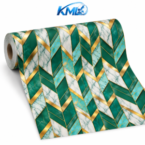 KML Wallpaper Dinding PVC Premium Motif Geometris Marble Hijau Emerald Gold 7m x 45cm – WPP 8714-2