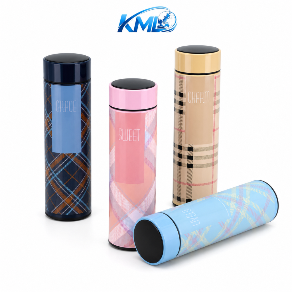 KML Termos Tumbler Stainless Steel 500ML Vacuum Panas Dingin Motif Kotak TM-173