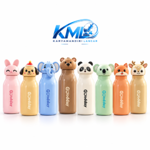 Termos Botol Minum Anak KML 339 450 ML Stainless Steel 316 Karakter Hewan Lucu Tahan Panas Dingin – Mix Color