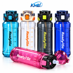 KML Botol Minum Sport 1000 ML Plastik dengan Sedotan, Safety Lock & Skala Ukur – NK 7895
